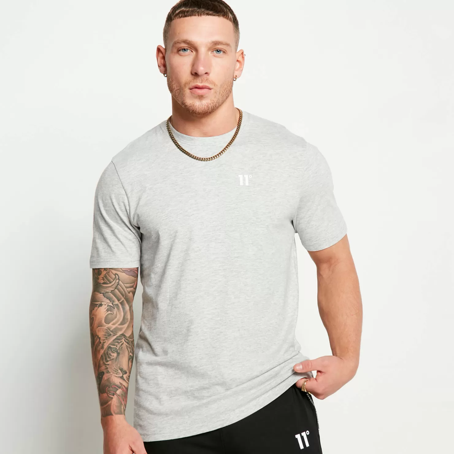 11 Degrees T-Shirts< 3 Pack Essential Muscle Fit Short Sleeve T-Shirts – Black / White / Grey Marl