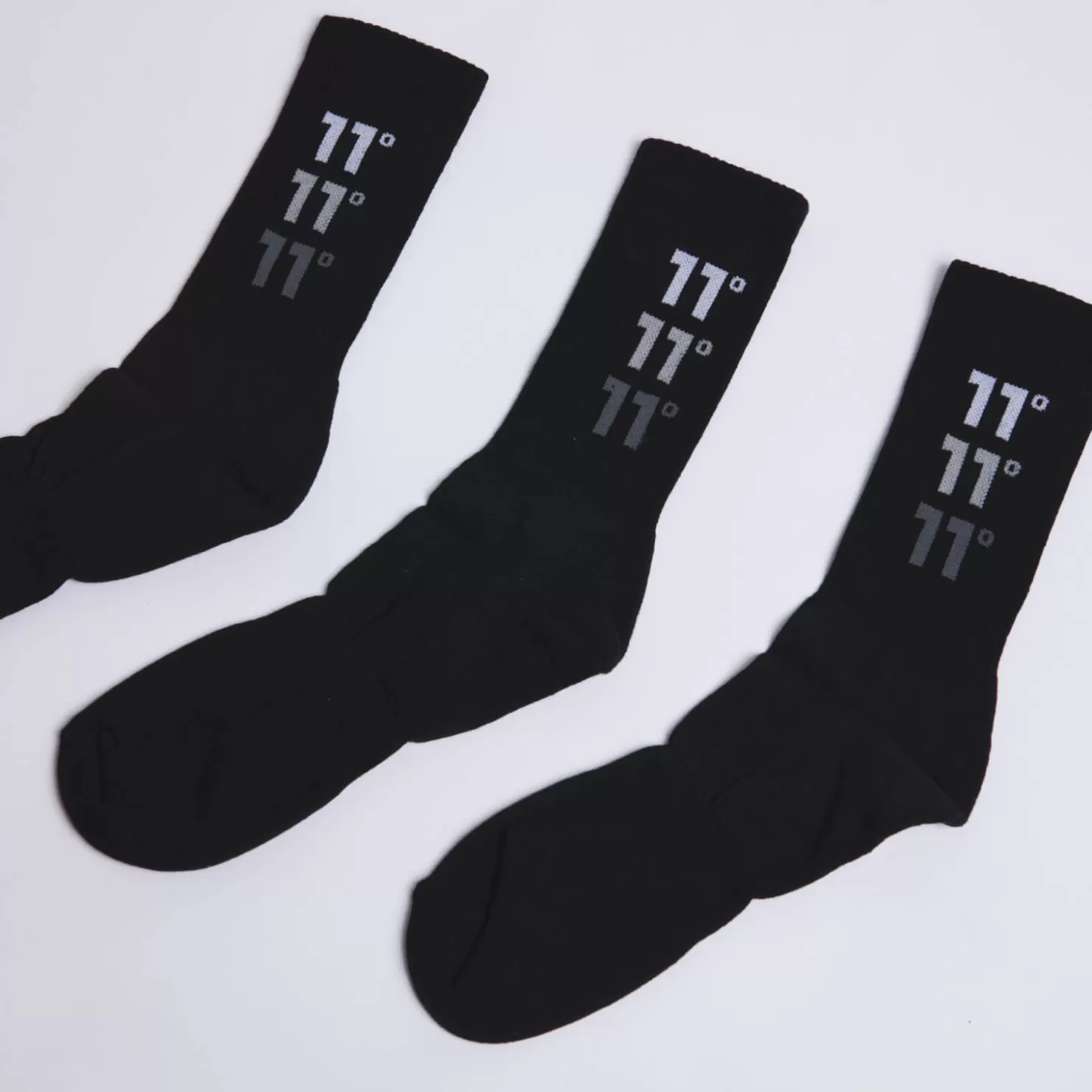 11 Degrees Socks & Underwear< 3 Pack Triple Logo Socks – Black/Black/Black