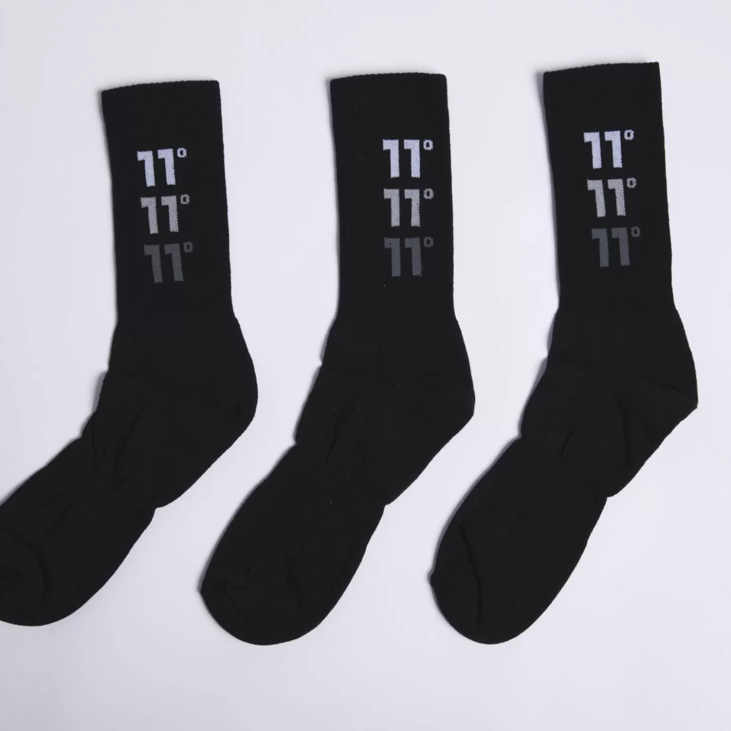 11 Degrees Socks & Underwear< 3 Pack Triple Logo Socks – Black/Black/Black