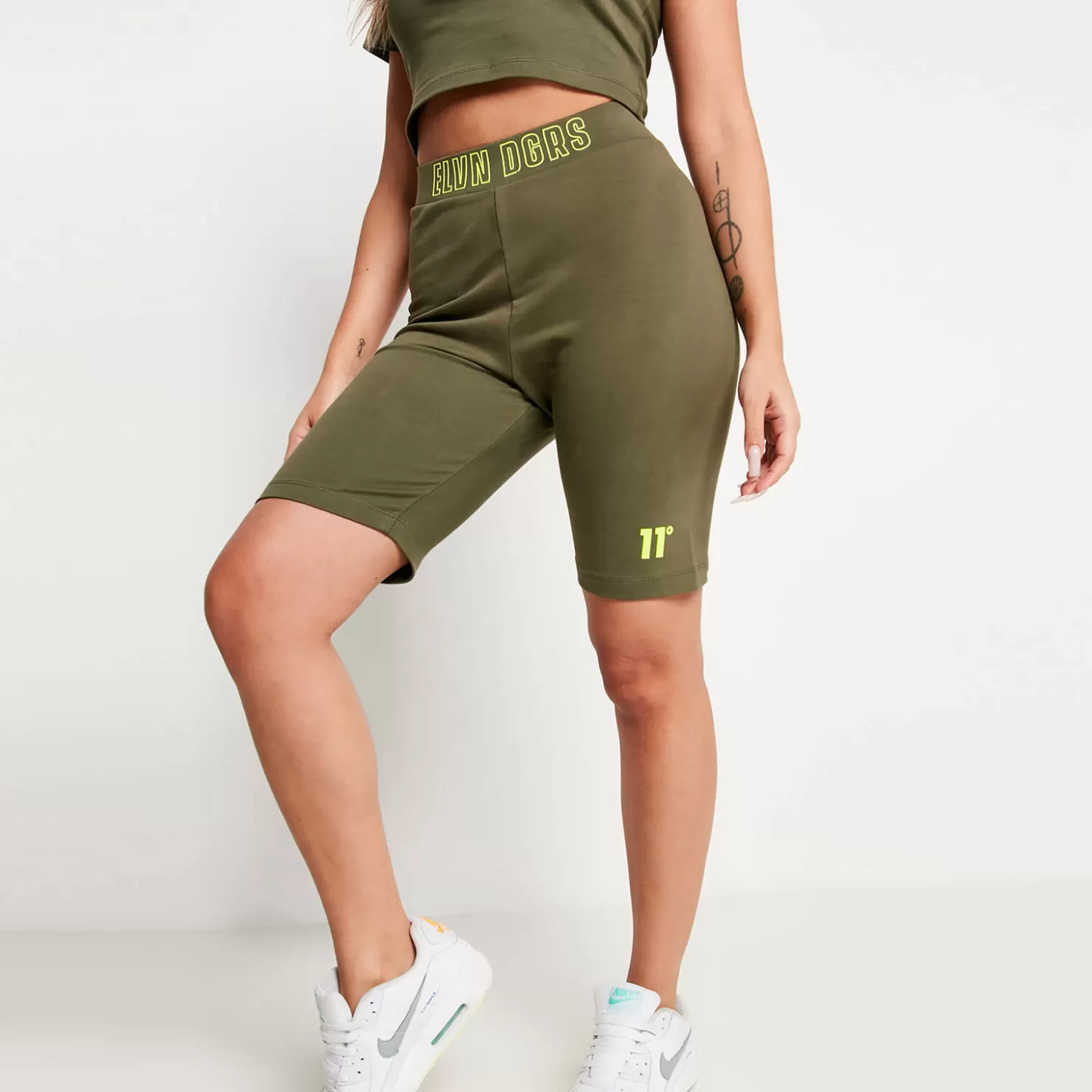 11 Degrees Shorts< Back Print Cycling Short – Khaki