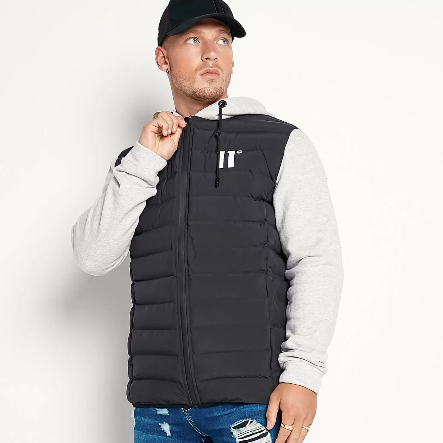 11 Degrees Jackets< Hybrid Space Jacket – Black / Tornado Marl