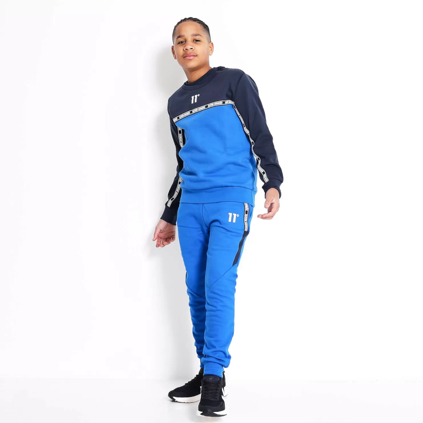 11 Degrees Sweatshirts< Junior Cut And Sew Taped Sweatshirt – Navy/Skydiver Blue