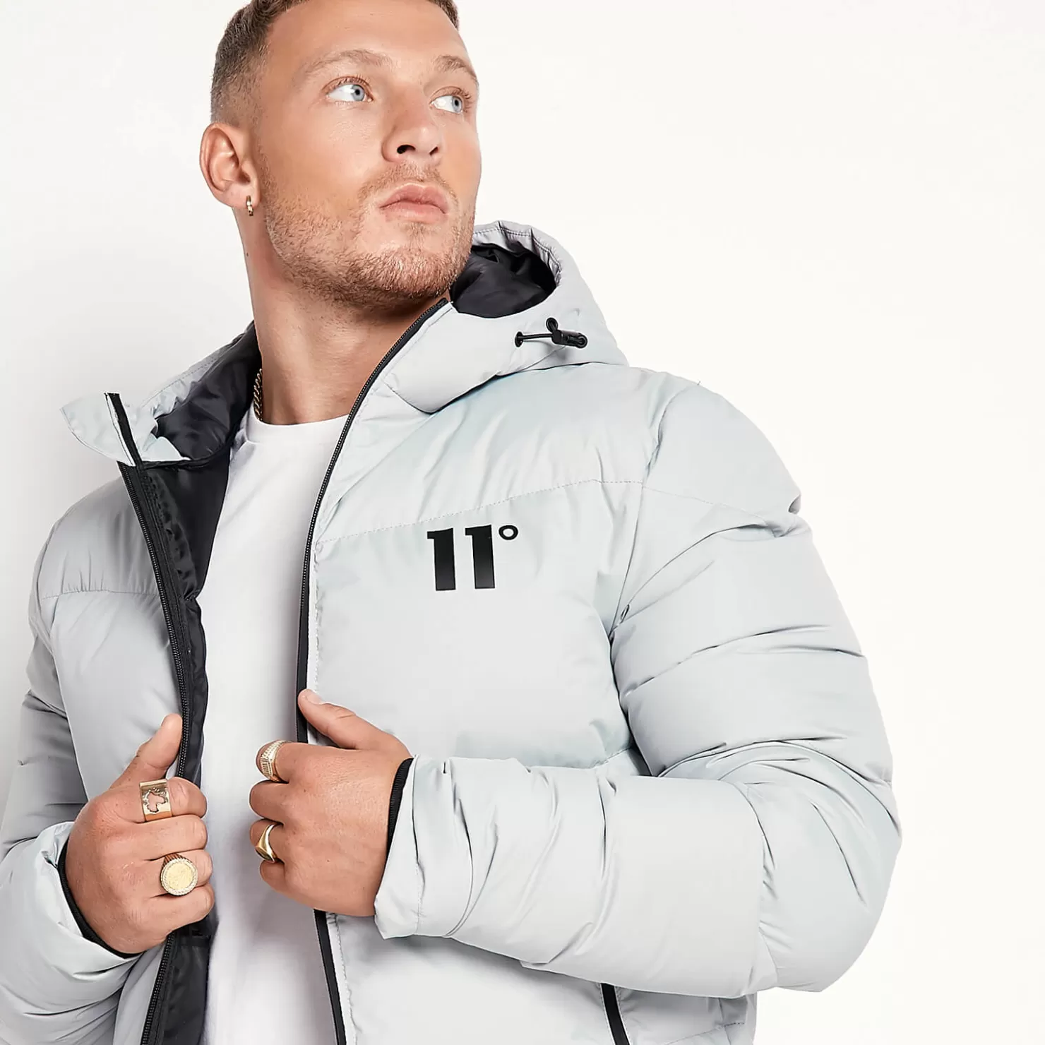 11 Degrees Jackets< Large Panel Puffer Jacket – Silver