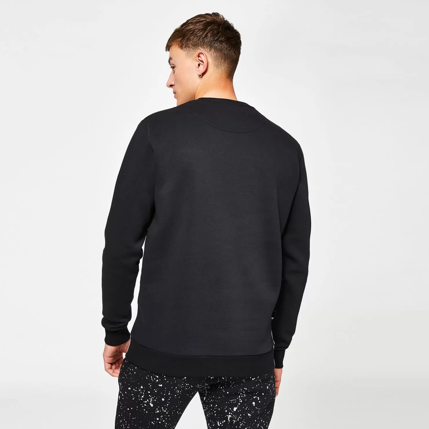 11 Degrees Sweatshirts< Men'S Splatter Print Piped Cut & Sew Sweatshirt - White/Black/Reflective
