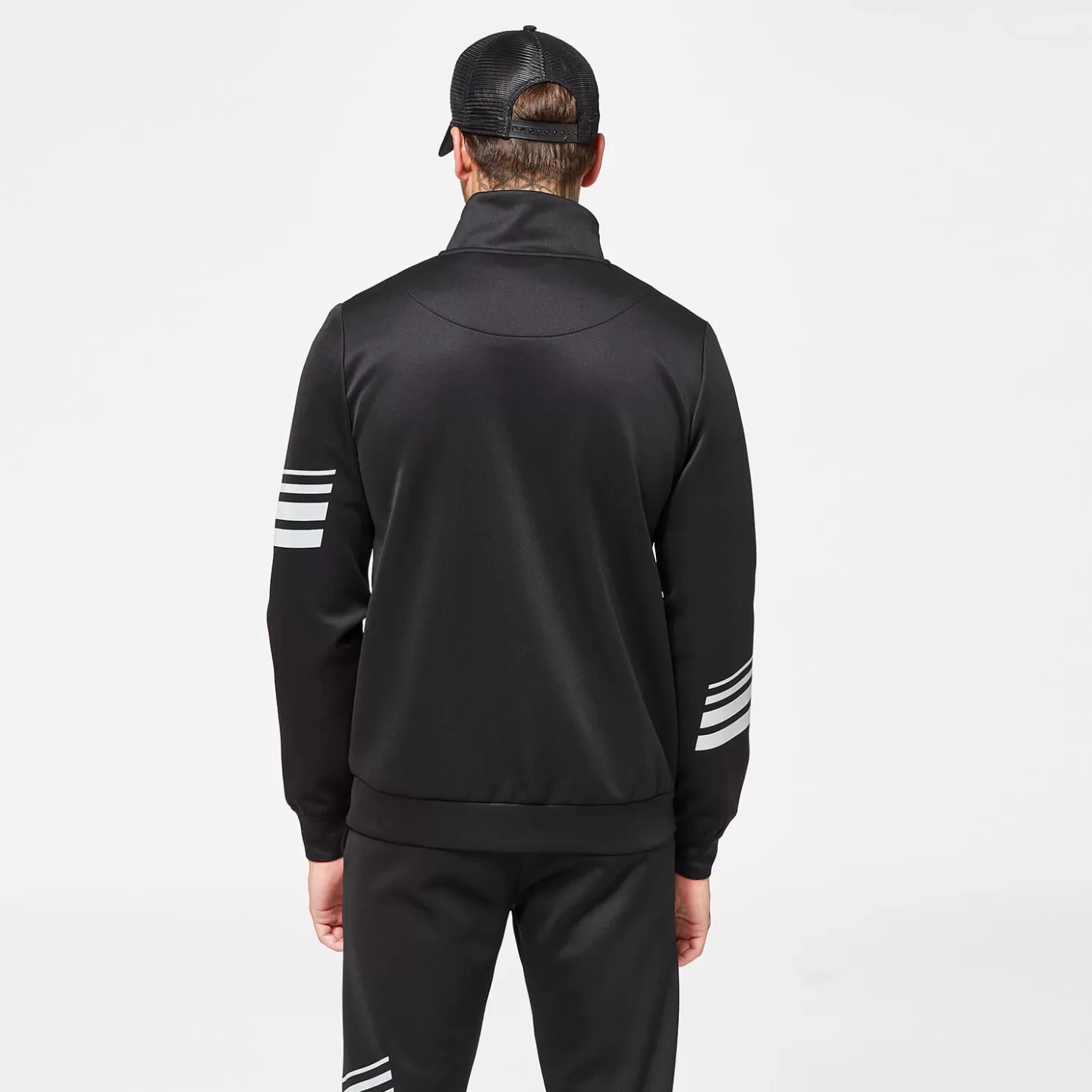 11 Degrees Tracksuits< Men'S Stripe Print Track Top - Black/Silver Reflective