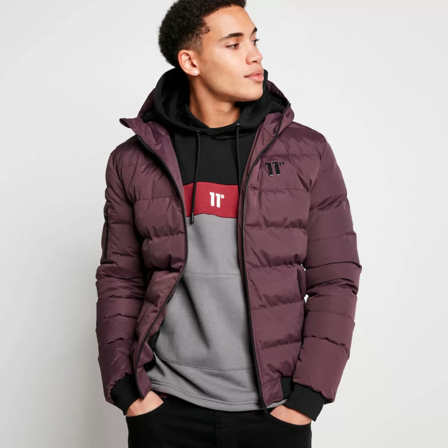11 Degrees Jackets< Missile V3 Jacket Peak Hood – Mulled Red