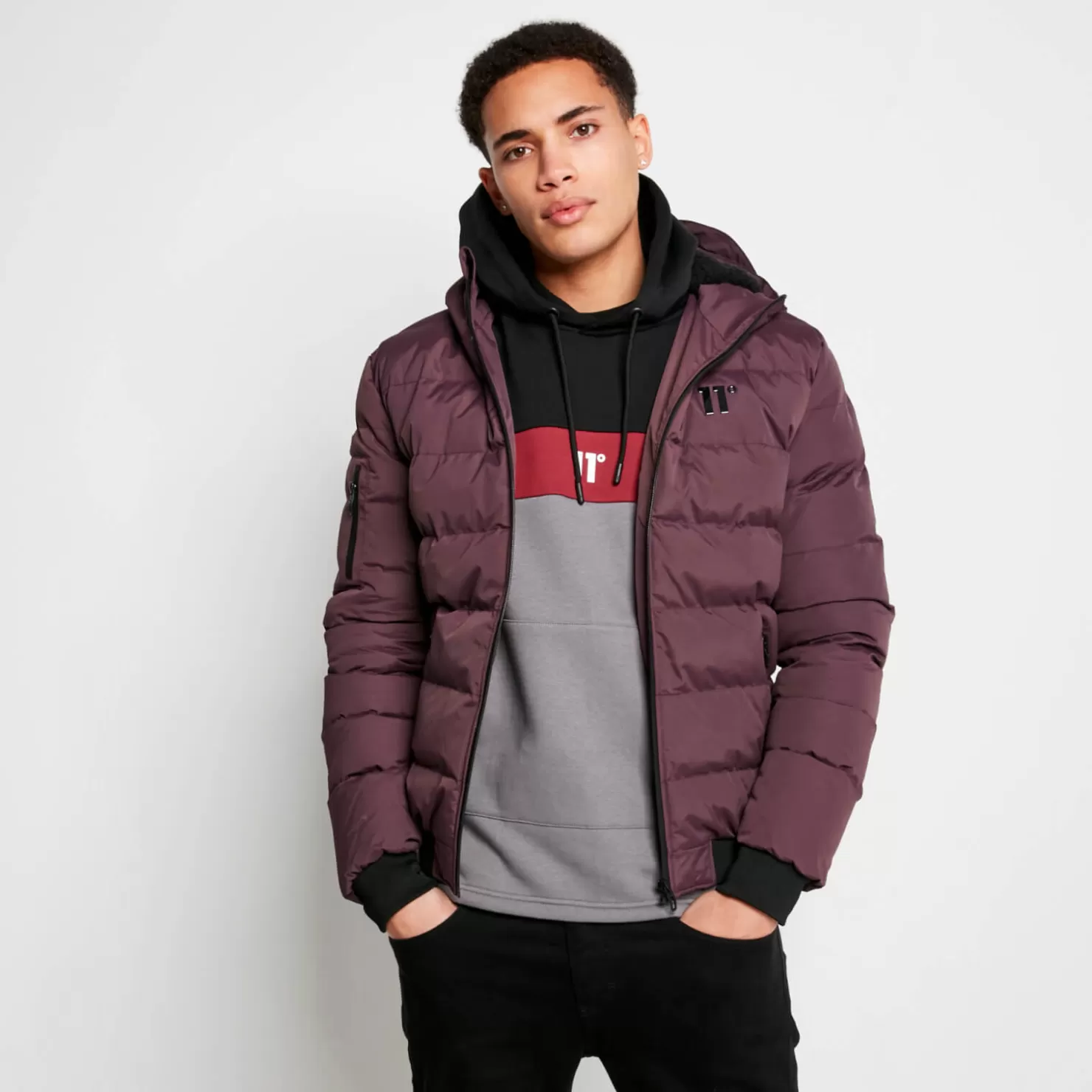 11 Degrees Jackets< Missile V3 Jacket Peak Hood – Mulled Red