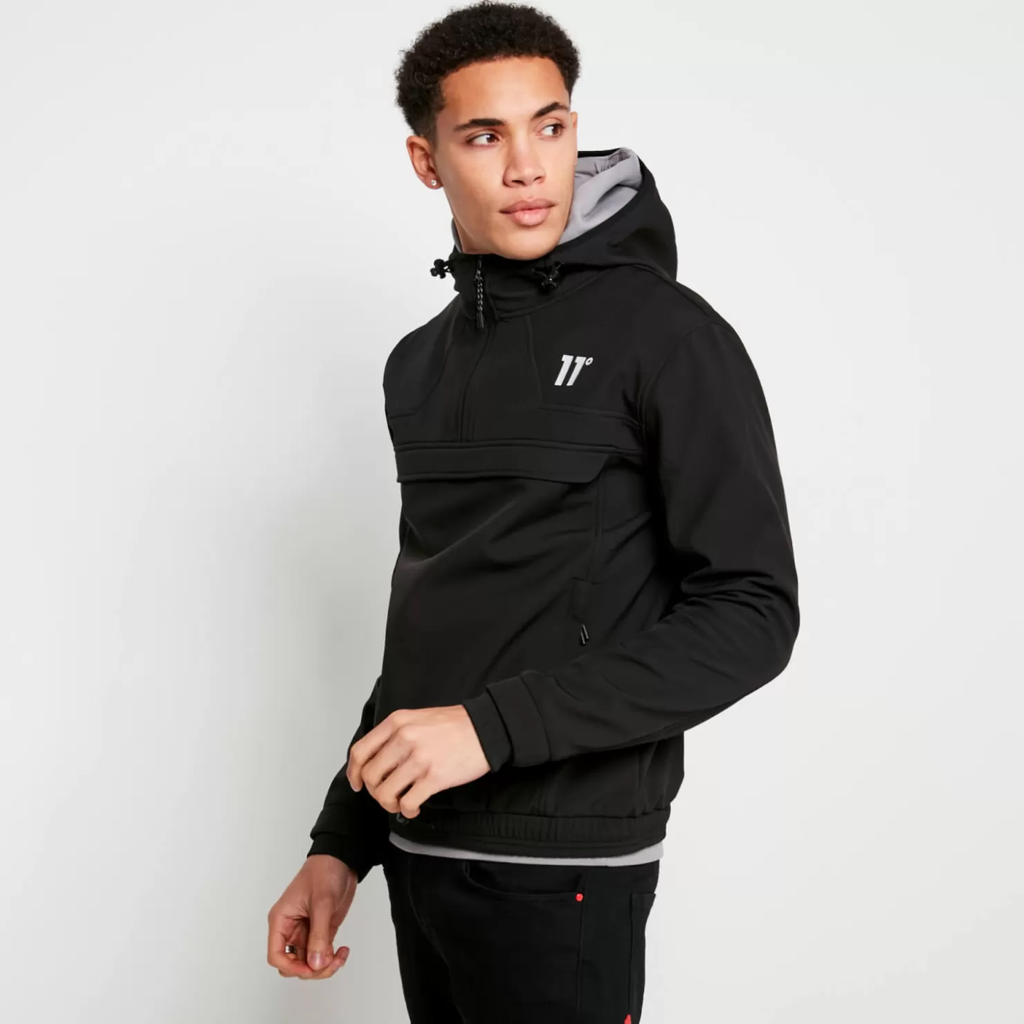 11 Degrees Jackets< Soft Shell Over The Head Jacket – Black