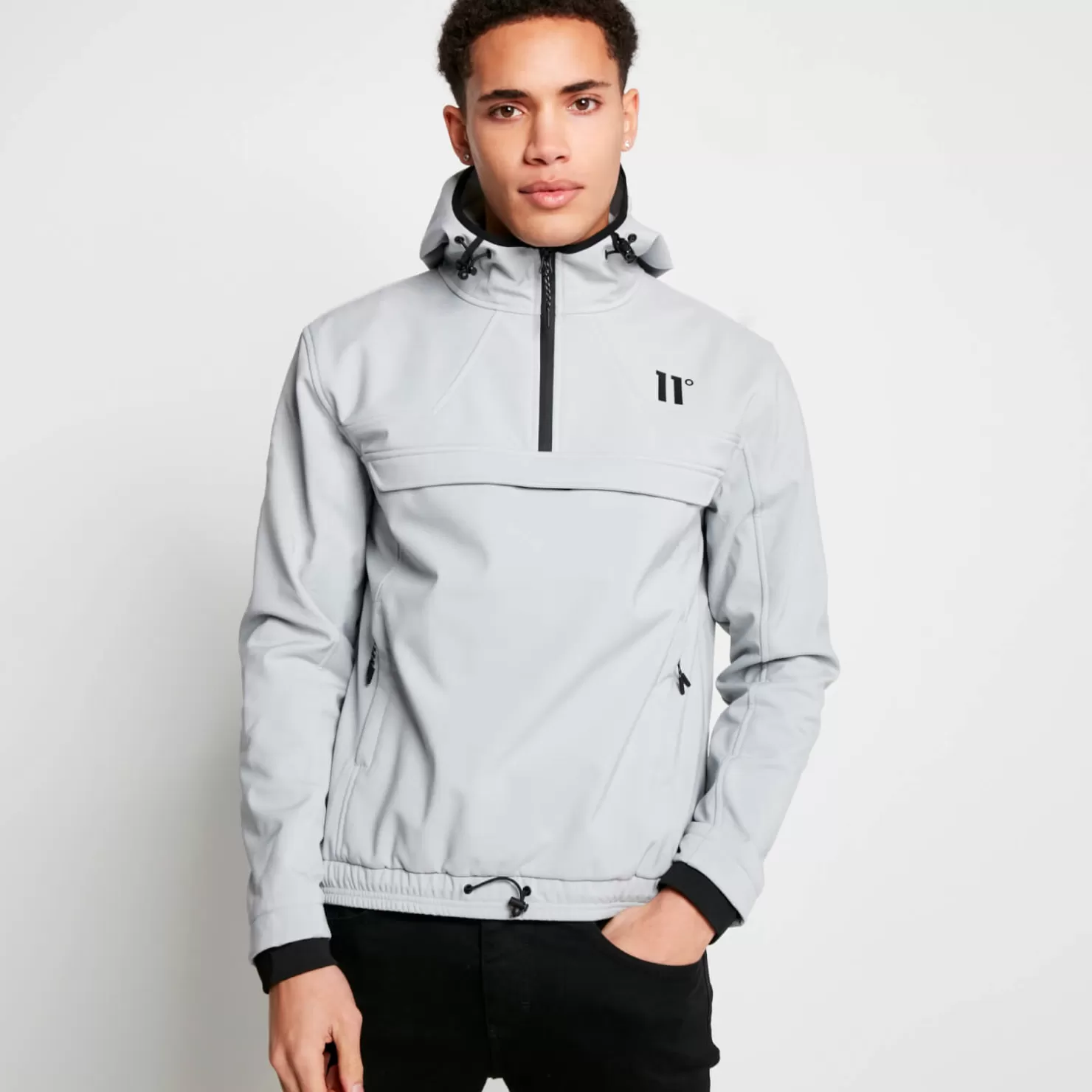 11 Degrees Jackets< Soft Shell Over The Head Jacket – Titanium Grey