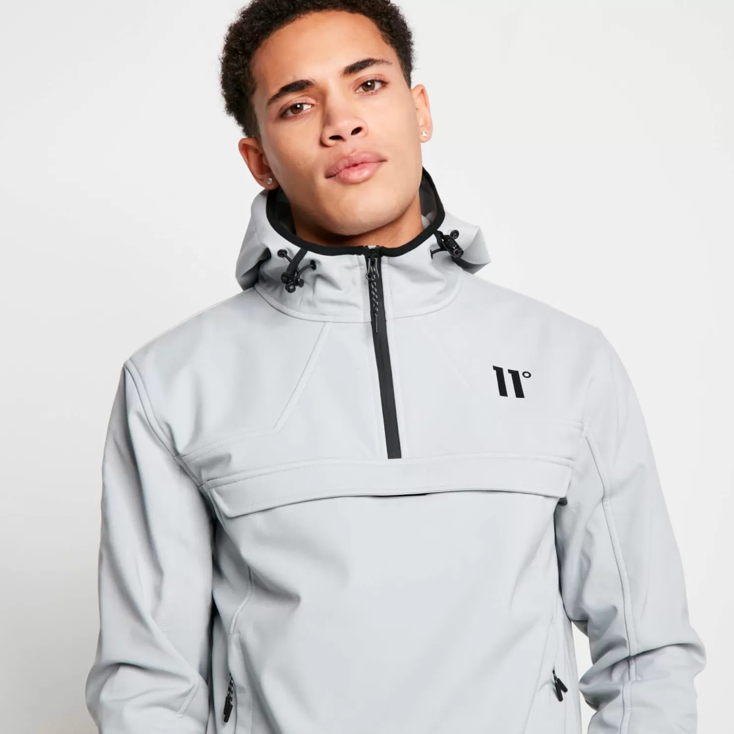 11 Degrees Jackets< Soft Shell Over The Head Jacket – Titanium Grey