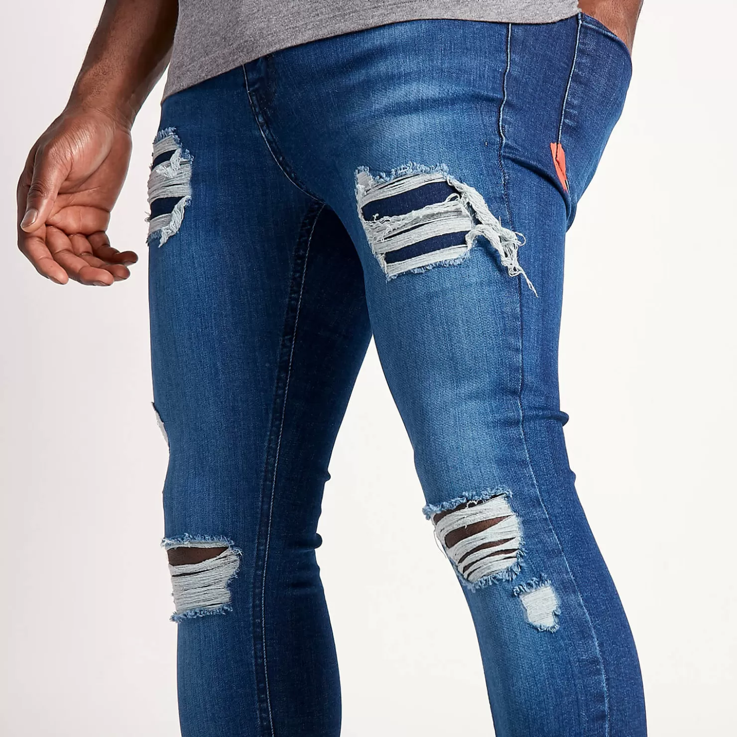 11 Degrees Jeans< Sustainable Distressed Jeans Skinny Fit – Indigo Wash