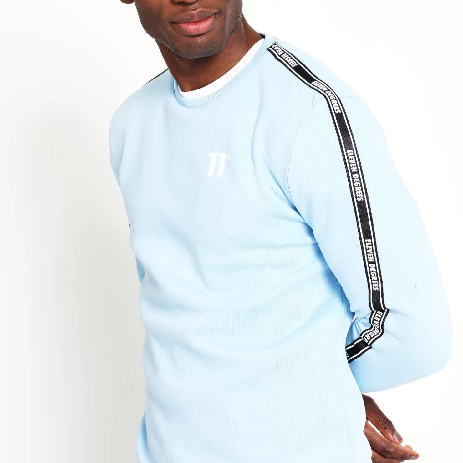 11 Degrees Sweatshirts< Taped Sweatshirt - Cerulean Blue