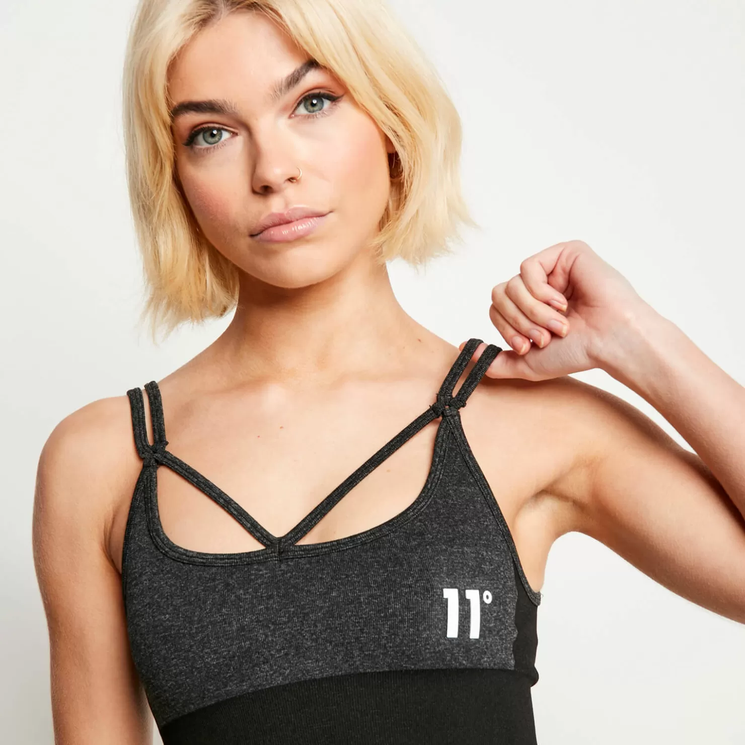 11 Degrees Bras & Tops< Womens Seamless Bra – Black Marl / Black
