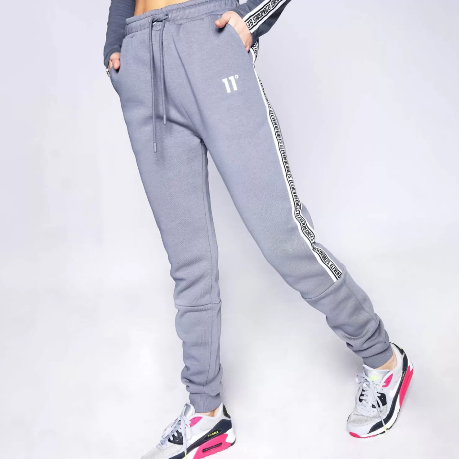 11 Degrees Joggers< Womens Signature Tape Joggers – Shadow Grey