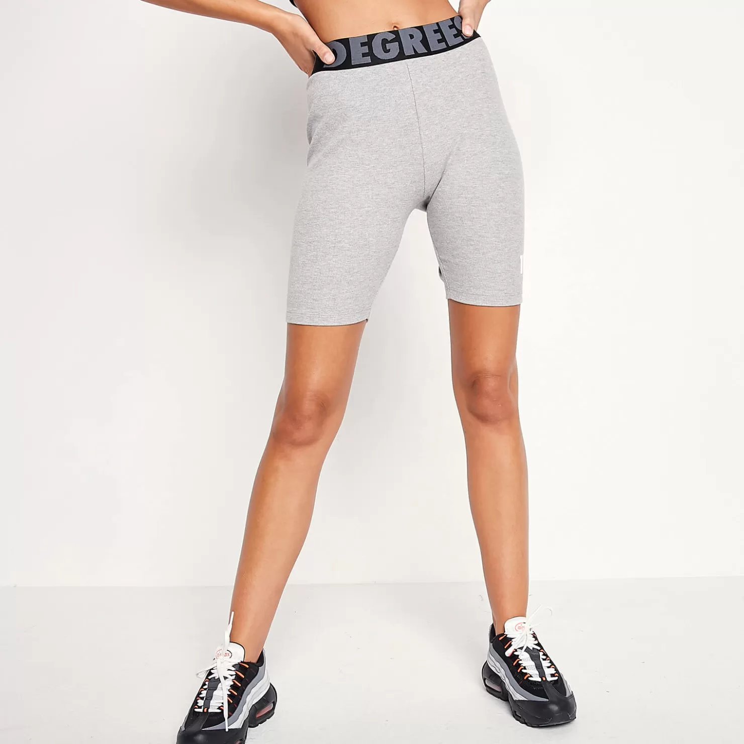 11 Degrees Shorts< Womens Sustainable Rib Lounge Cycling Shorts – Grey Marl