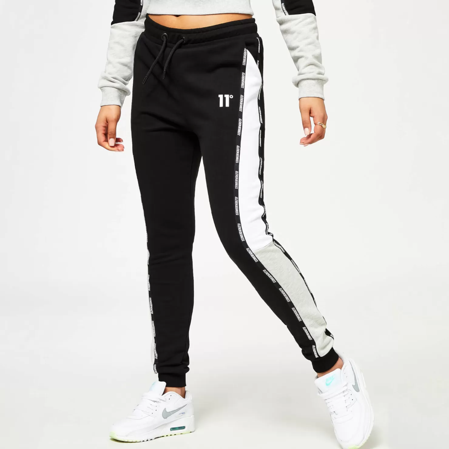 11 Degrees Leggings< Womens Taped Cut And Sew Leggings – Black / Grey Marl / White