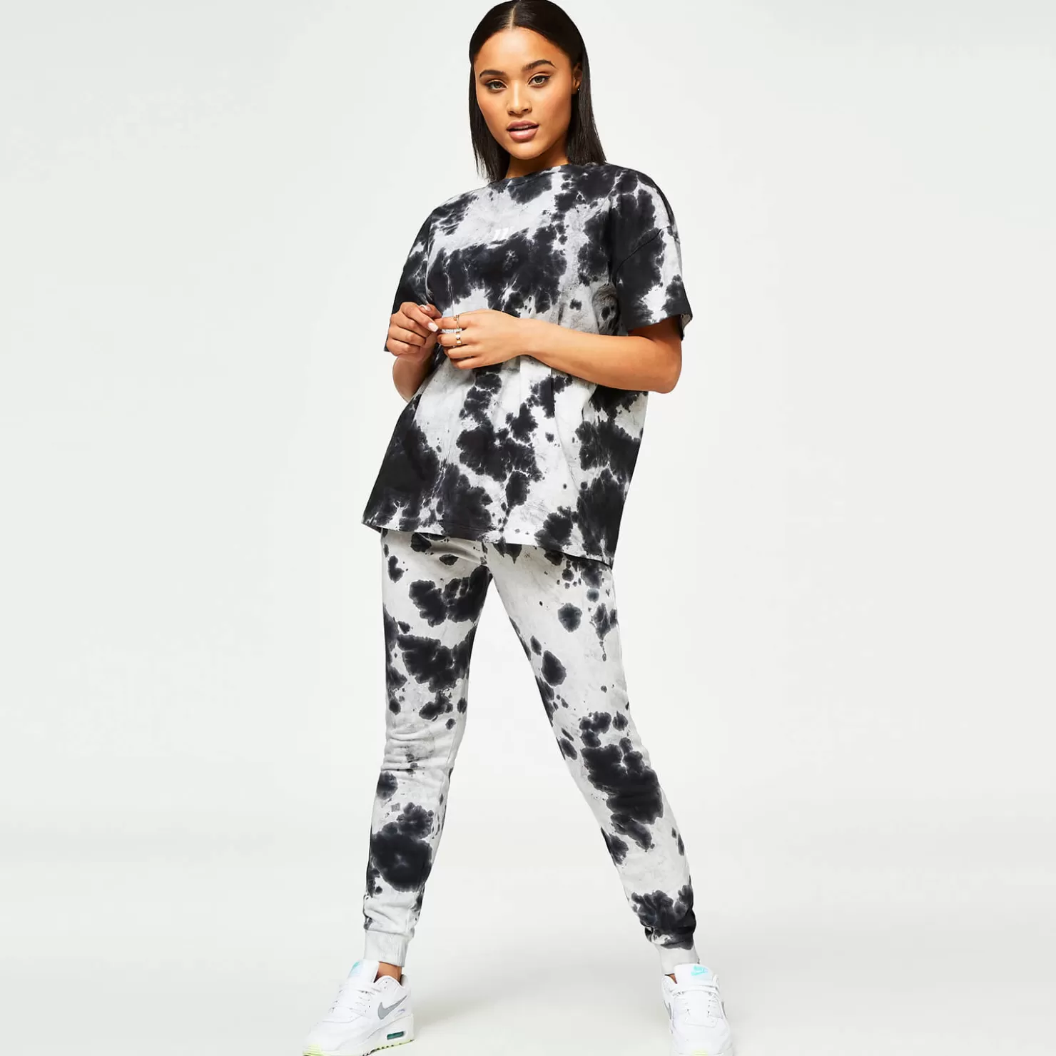 11 Degrees T-Shirts< Womens Tie Dye Short Sleeve T-Shirt – White / Black