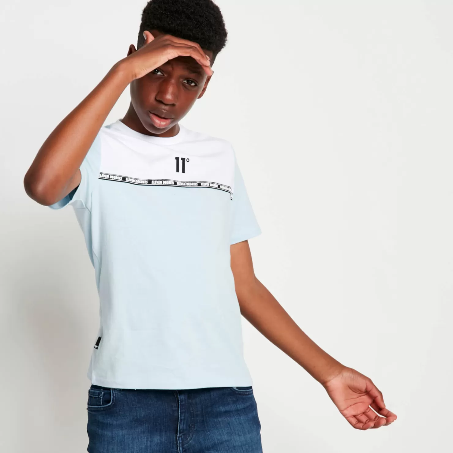 11 Degrees T-Shirts<Energy T-Shirt – Powder Blue / White