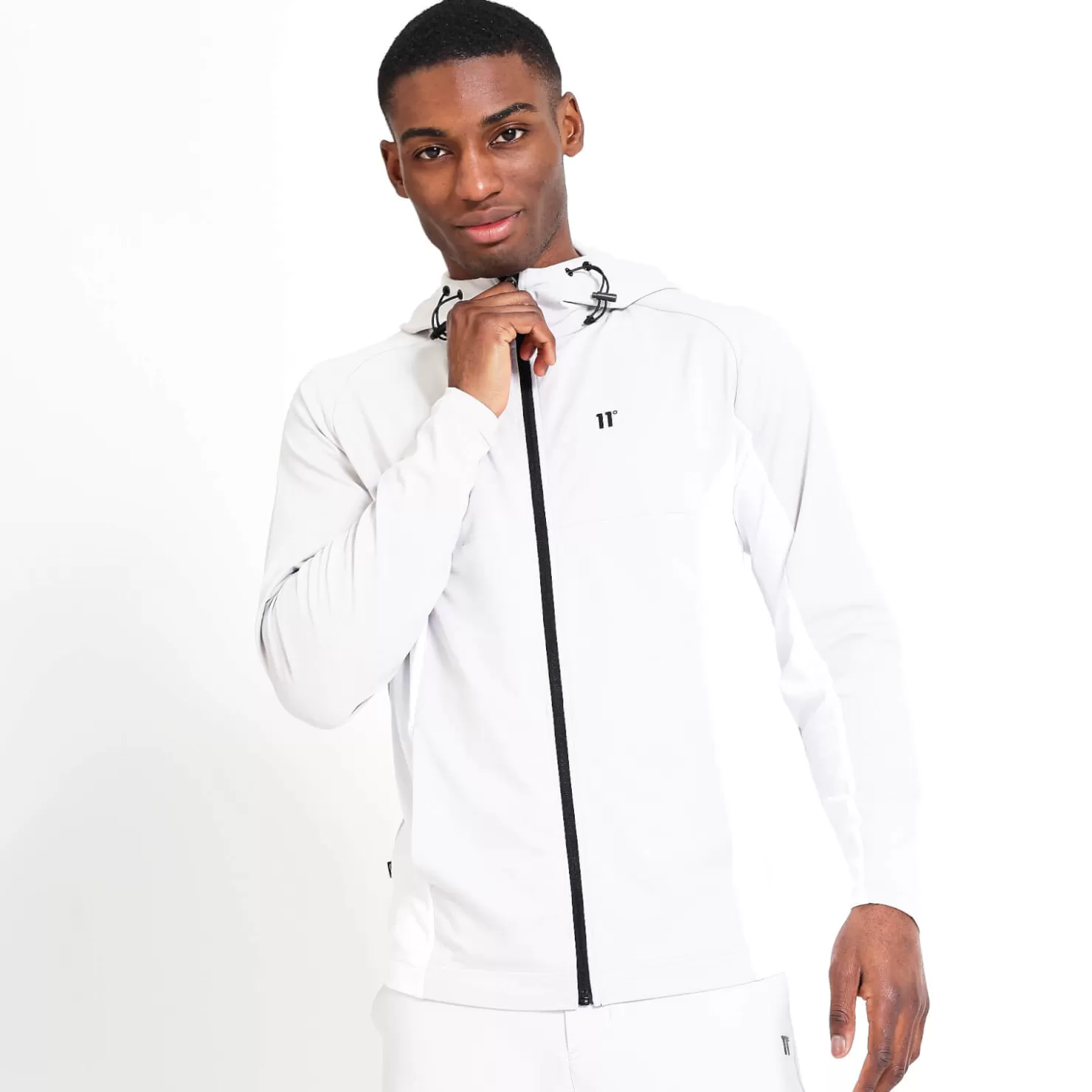 11 Degrees Hoodies<Golf Mid Layer – Vapour Grey/ White