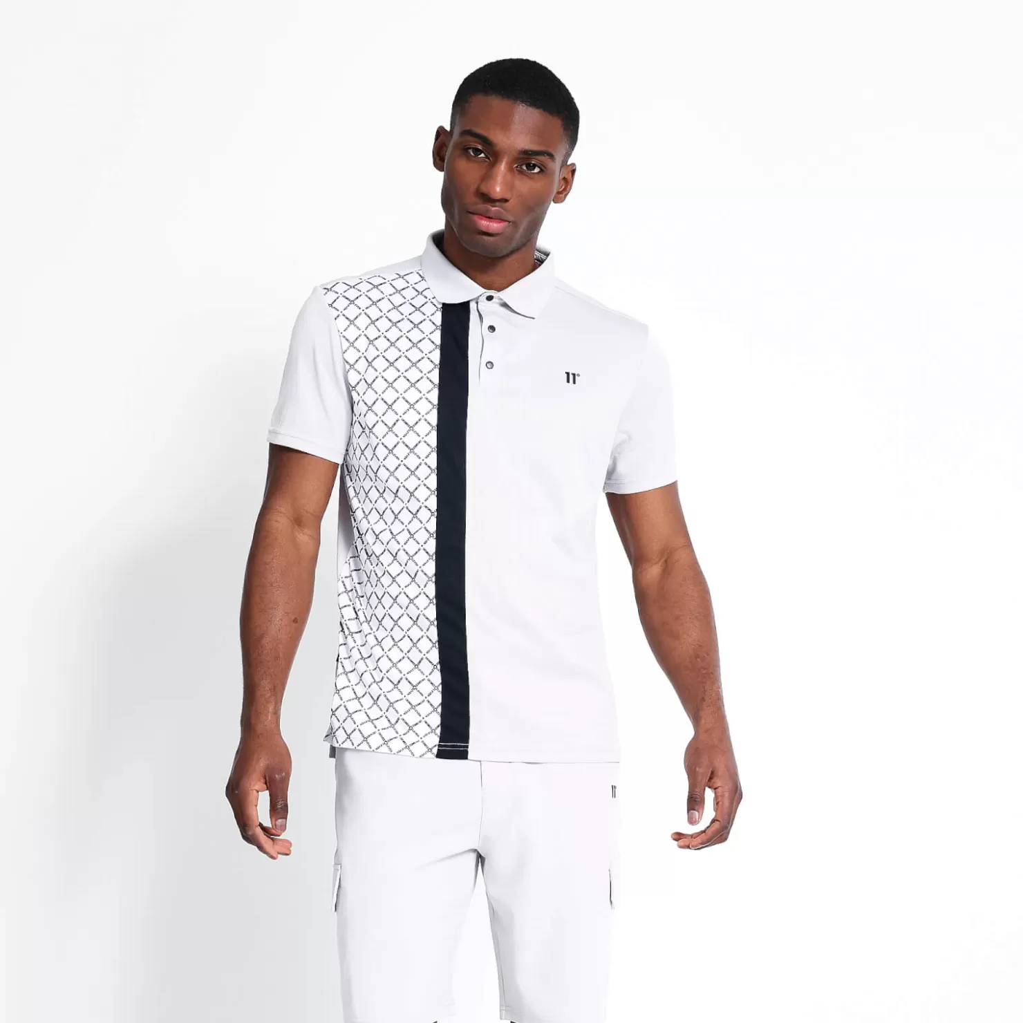 11 Degrees Polo Shirts<Golf Polo Shirt – Vapour Grey/ White/ Black
