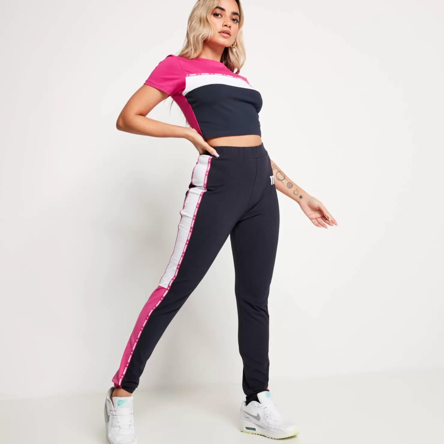 11 Degrees Leggings<Micro Taped Cut And Sew Leggings – Navy/Raspberry Pink/White
