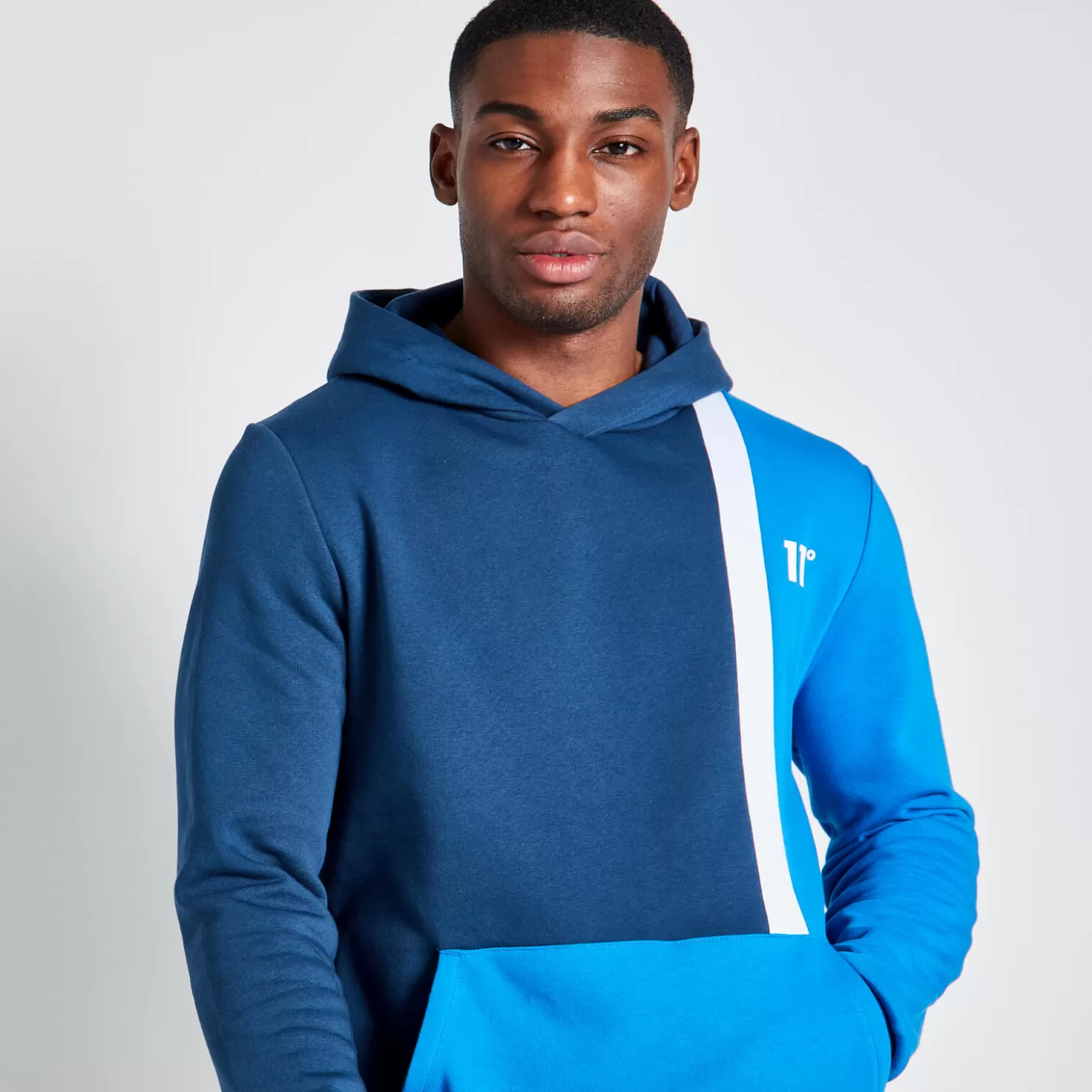 11 Degrees Hoodies<Tall Cut And Sew Colour Block Pullover Hoodie – Insignia/Skydiver Blue/White