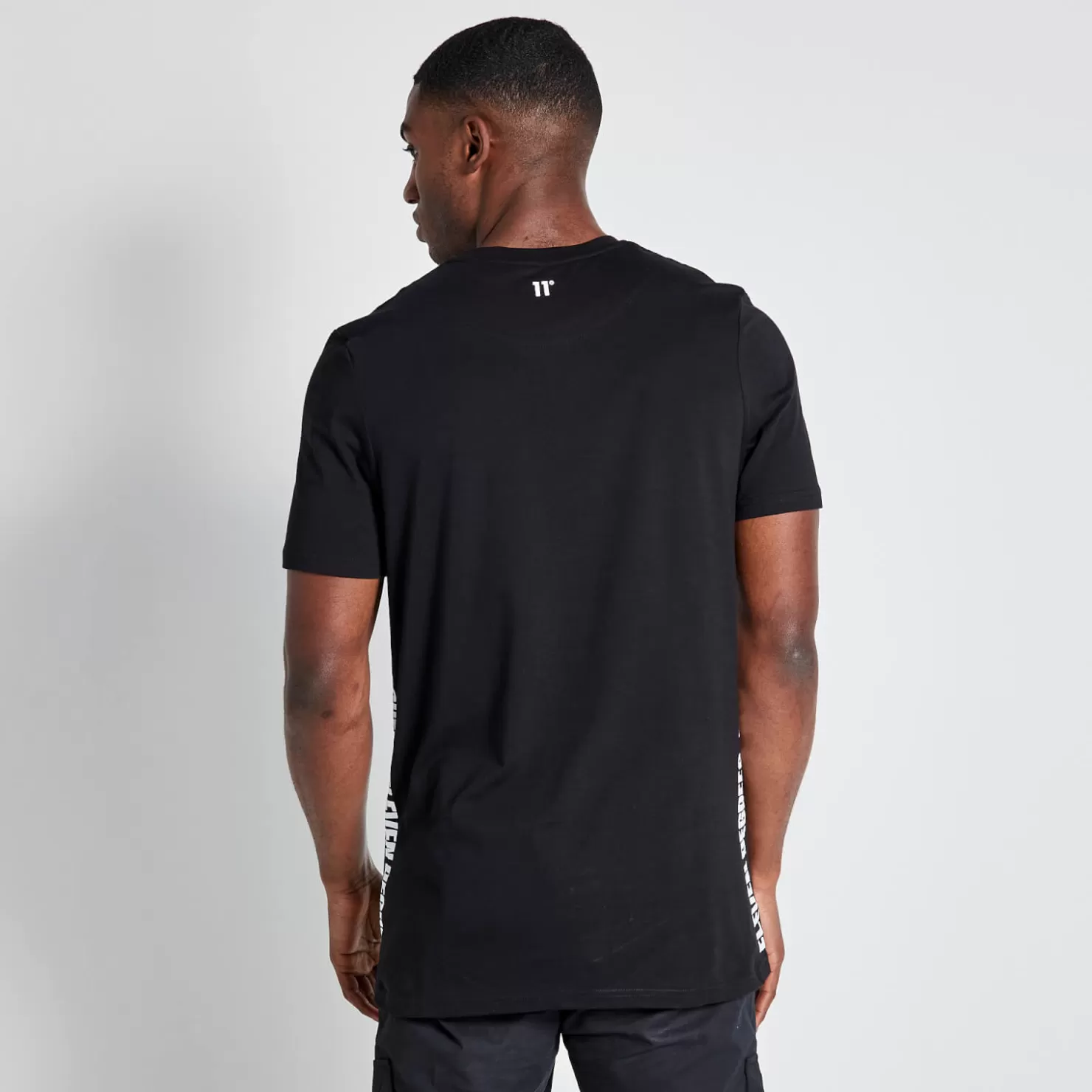 11 Degrees T-Shirts<Tall Text Panel Cut And Sew Short Sleeve T-Shirt – Black