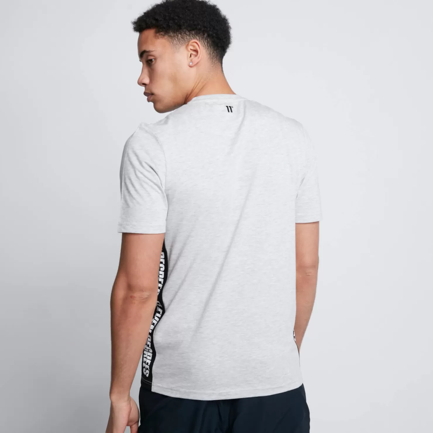 11 Degrees T-Shirts<Text Panel Cut And Sew Short Sleeve T-Shirt – Grey Marl/Black